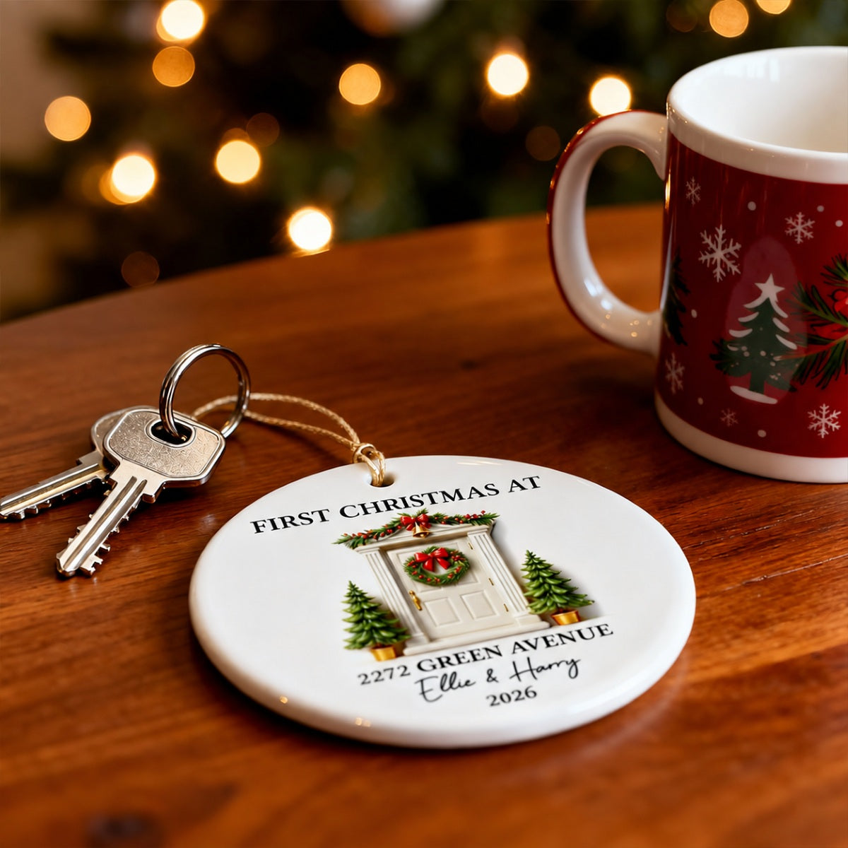 First Christmas New Home 3D Effect - Personalized Ceramic Ornament - New Home Decor