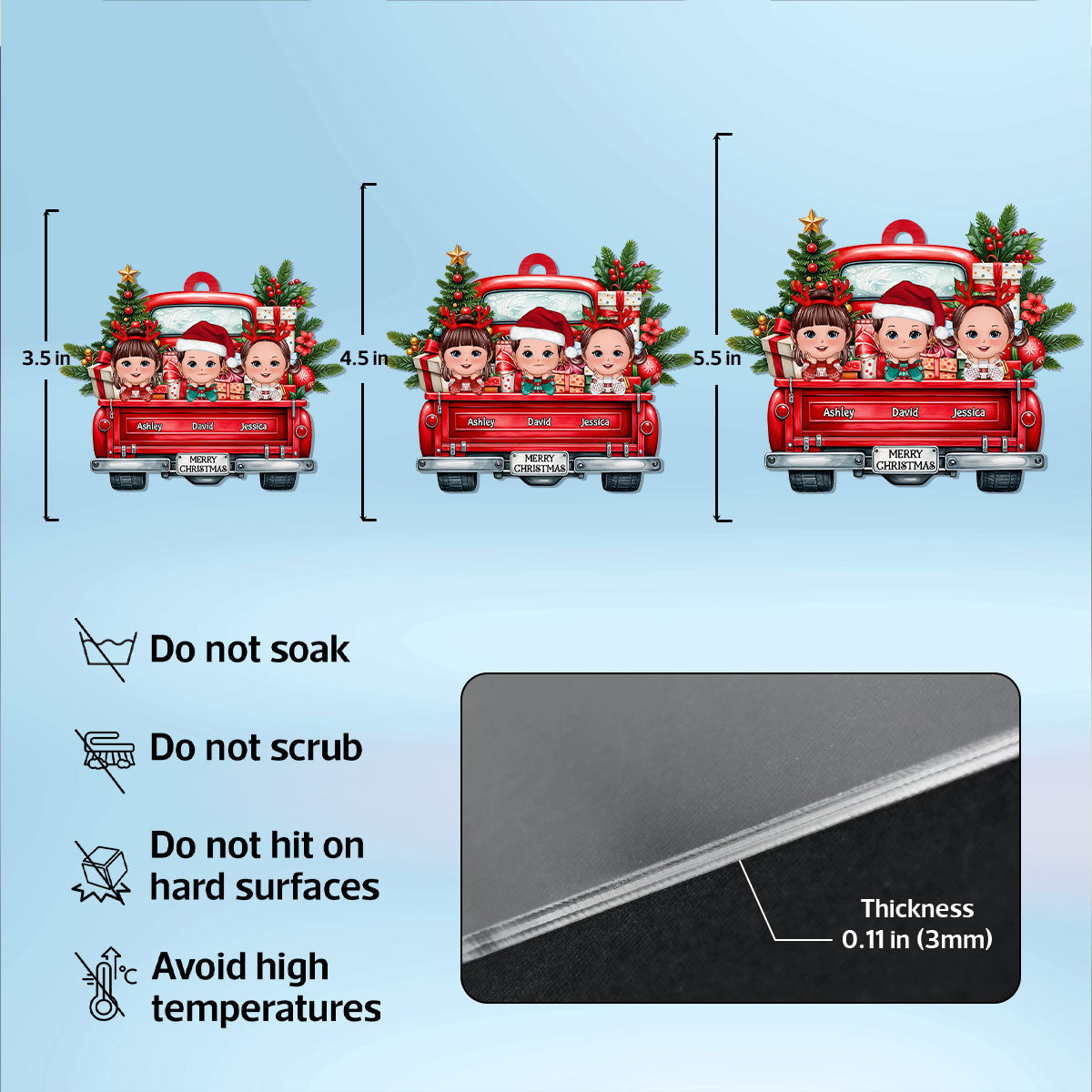 Merry Christmas Grandkids On Truck Personalized Acrylic Ornament, Christmas Gift For Granddaughter Grandson Grandkid From Grandma