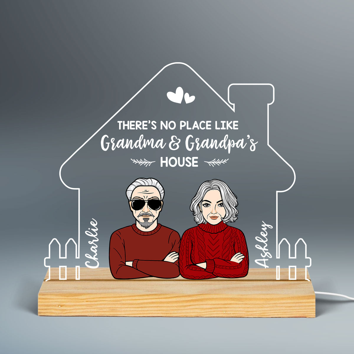 No Place Like Grandma Grandpa Grandparents House Personalized Custom Shape LED Night Light