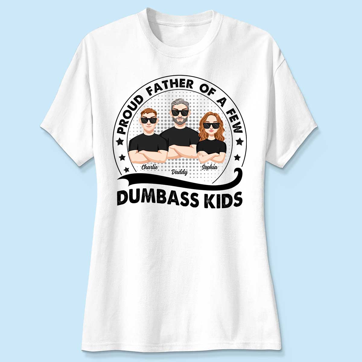 Proud Father Of A Few Kids Retro Circle Personalized Shirt