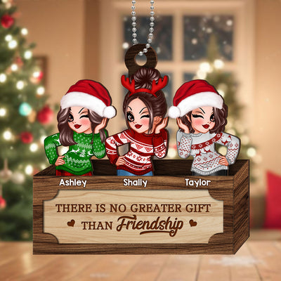 Christmas Besties Sister In Box Personalized 2-Layer Wooden Ornament