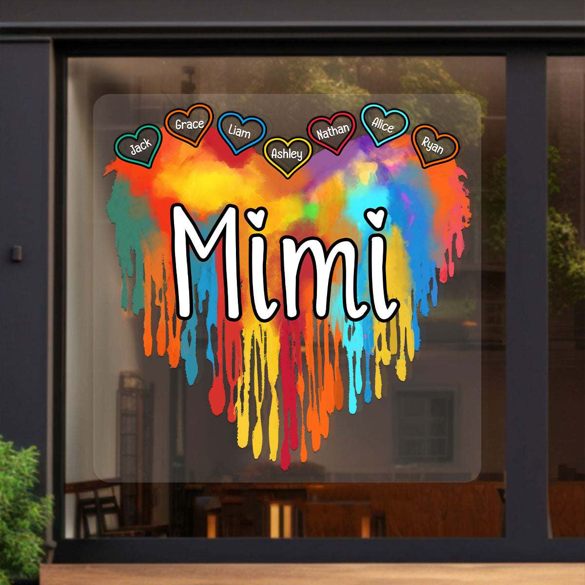 Grandma Melting Colorful Heart Personalized Decal