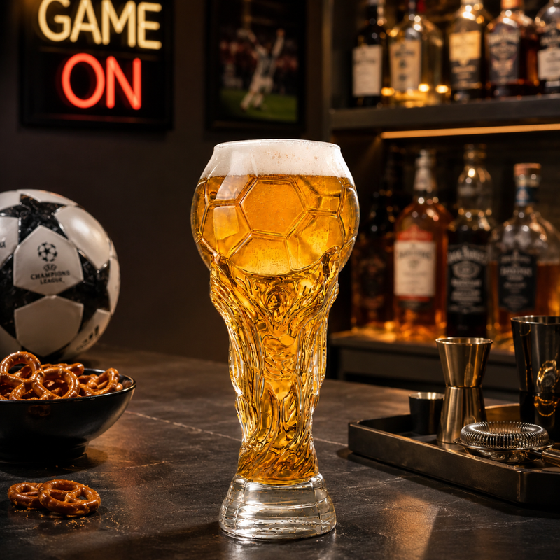 World Cup 2026 Football Trophy Beer Glass, Match Day Beer Glass, Birthday Gift for Him, Gift for Dad