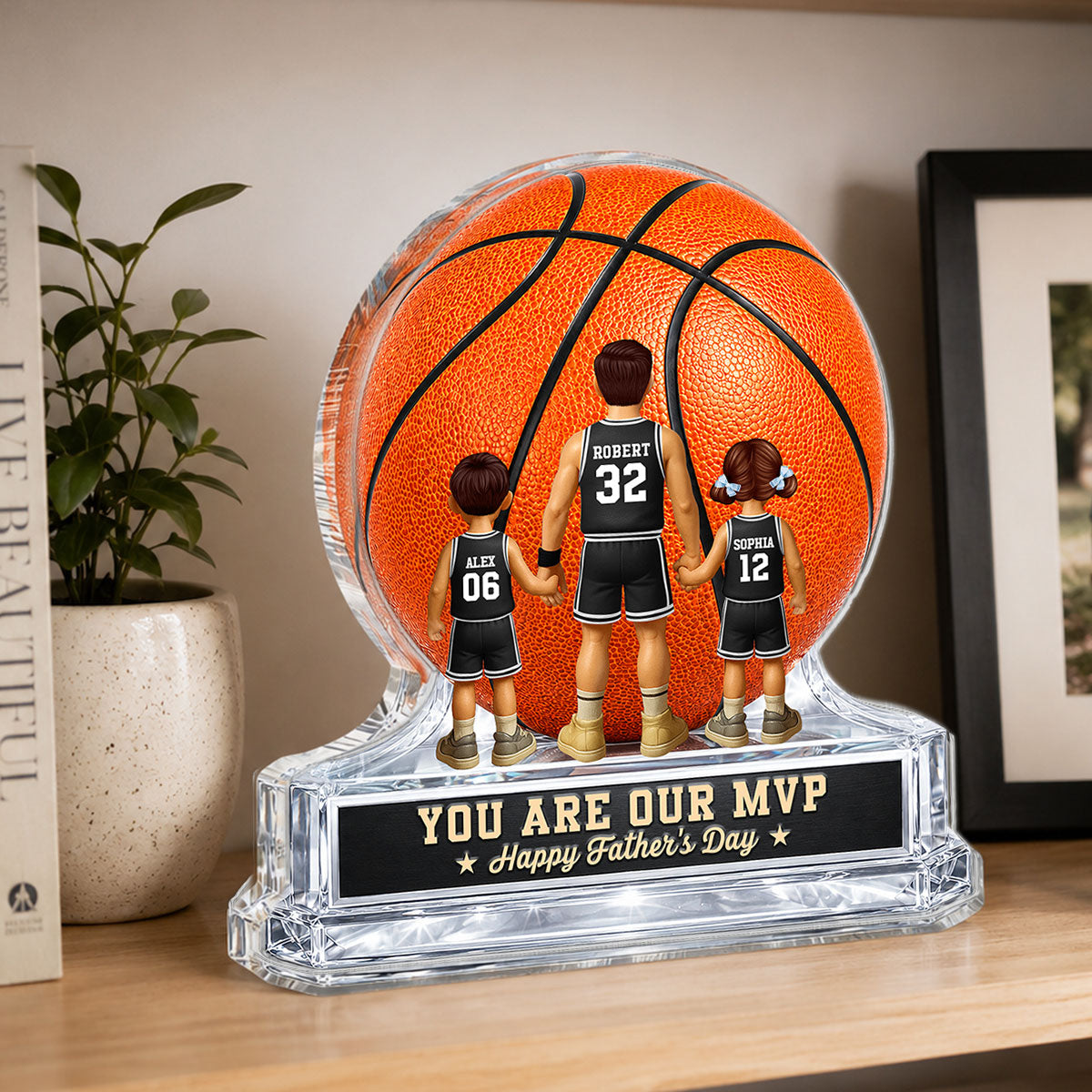 Basketball No 1 Dad Legend You Are Our MVP - Personalized Acrylic Block Plaque - Father's Day Gift For Dad, Husband, Basketball Fans
