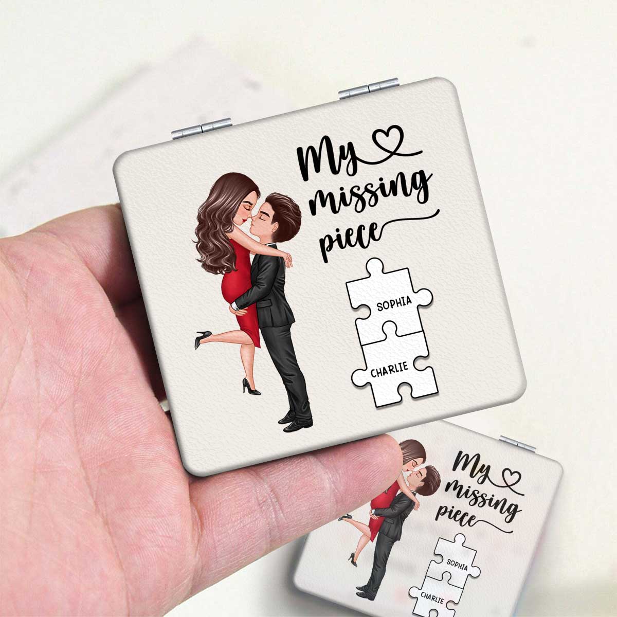 My Missing Piece Gift For Her Personalized Square Compact Mirror