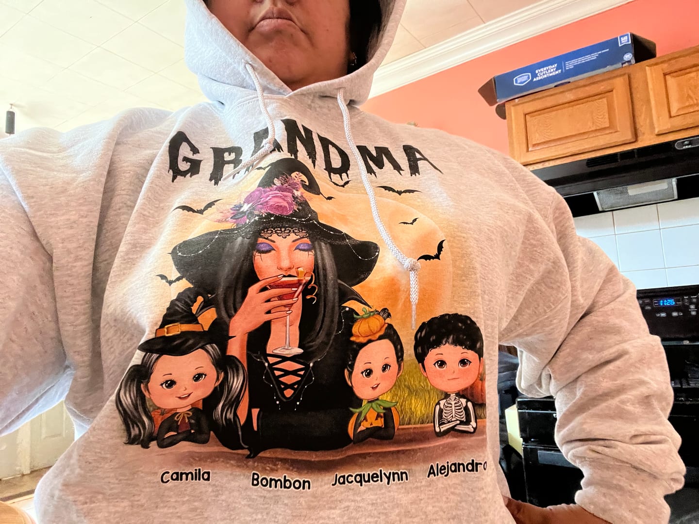 Grandma Mom Witch With Grandkids Personalized Shirt, Halloween Gift For Grandma, Mom