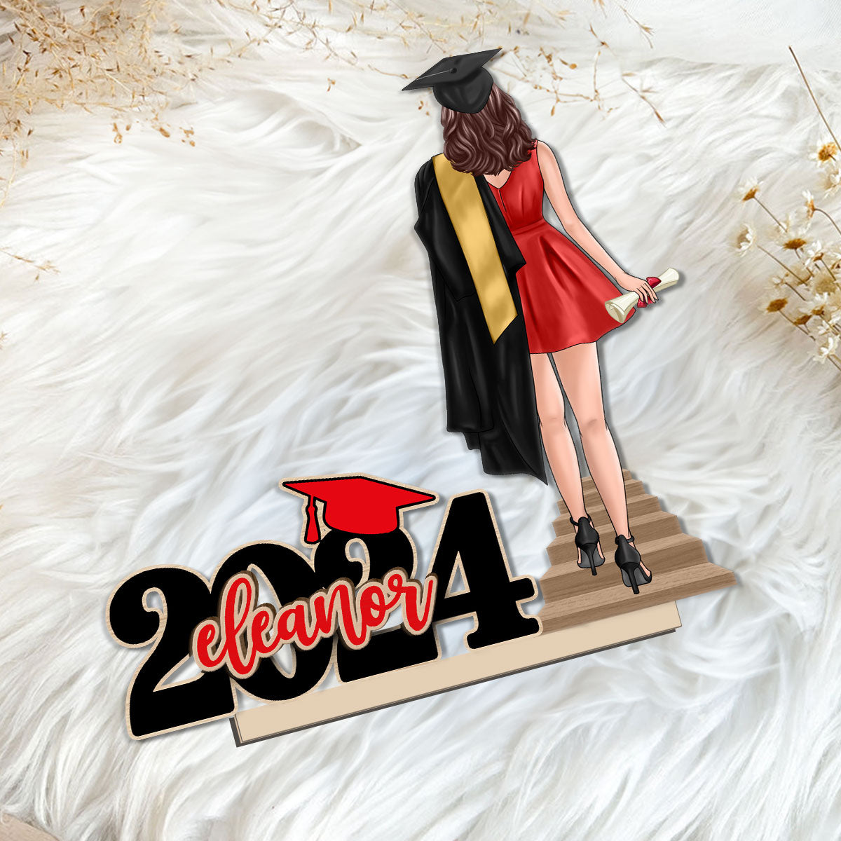 Graduation Gift Graduate Senior Back View Class Of 2024 Personalized Standing Wooden Plaque