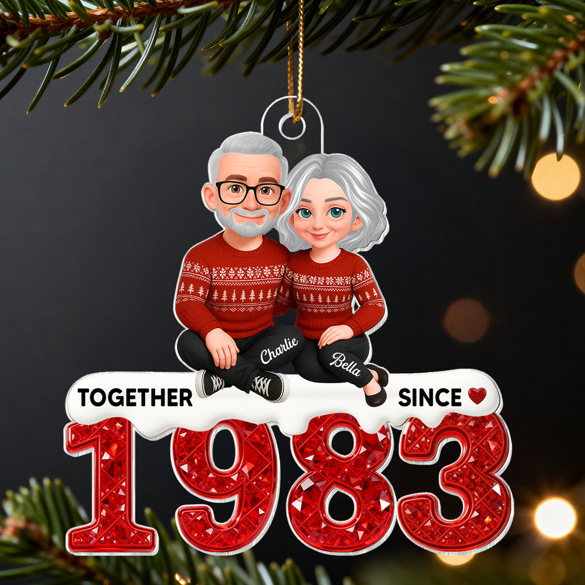 3D Effect Shining Effect Beautiful Couple Together Since Custom Year - Personalized Acrylic Ornament