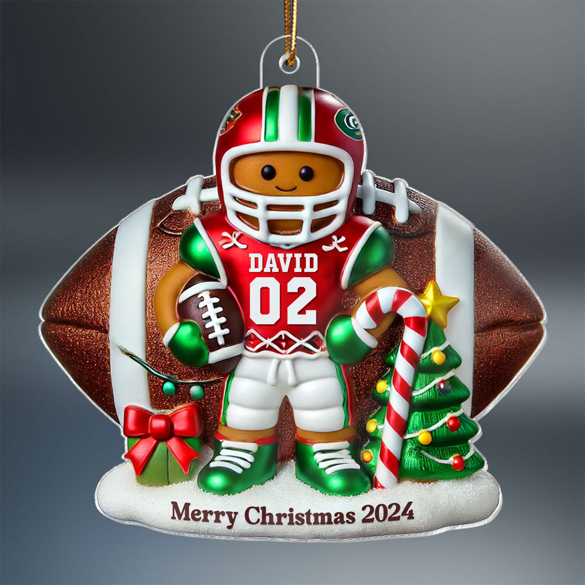 Football Gingerbread Figure Christmas Gift For Football Player Personalized Acrylic Ornament