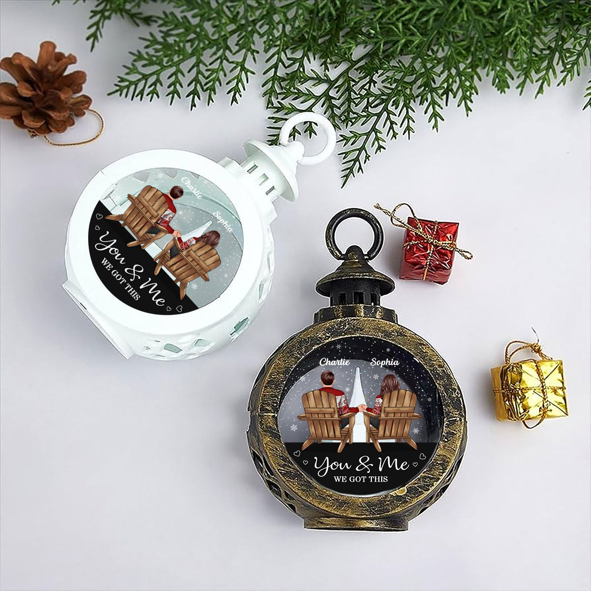 You & Me We Got This Couple Back View Personalized Lantern Ornament