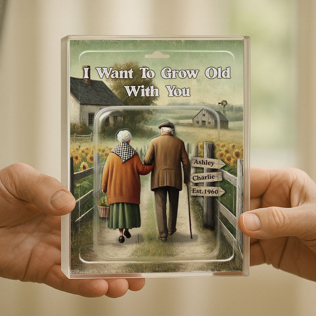 Eternal Love Couple Growing Old Together Toy Box Figures Style Personalized Acrylic Block Plaque