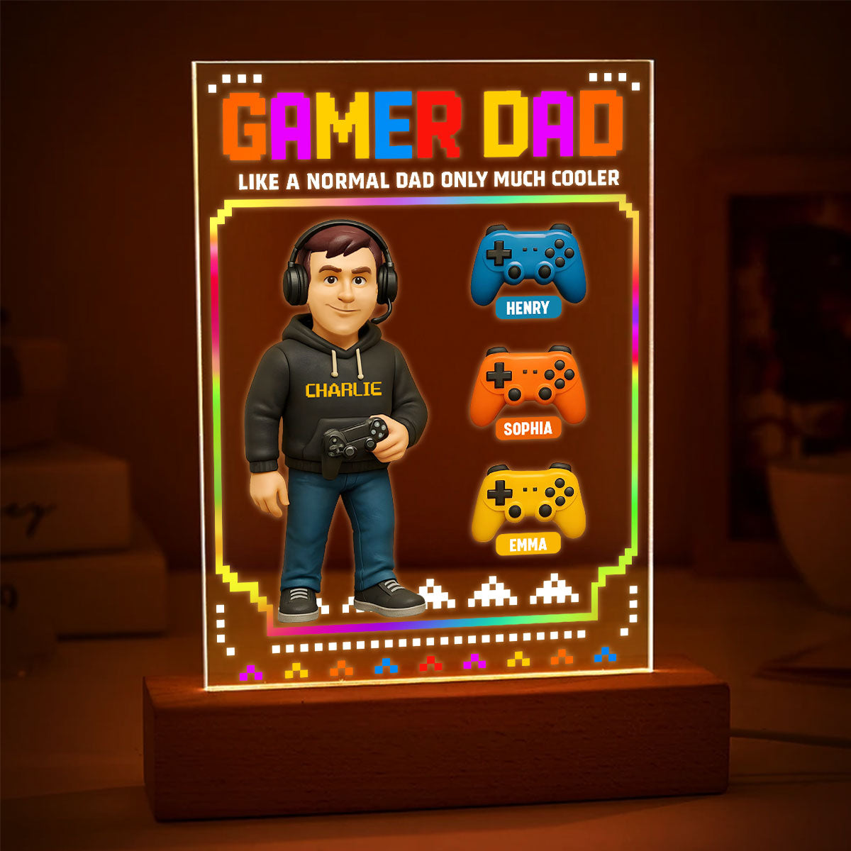Gamer Dad Cooler Personalized LED Night Light, Father's Day gift for Gamer Dad, Gift for Husband
