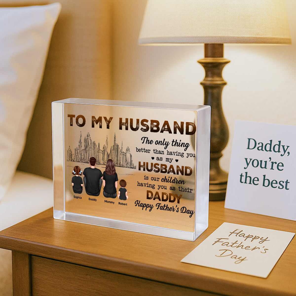 Our Children Having You As Their Daddy Personalized Rectangle Acrylic Block Plaque