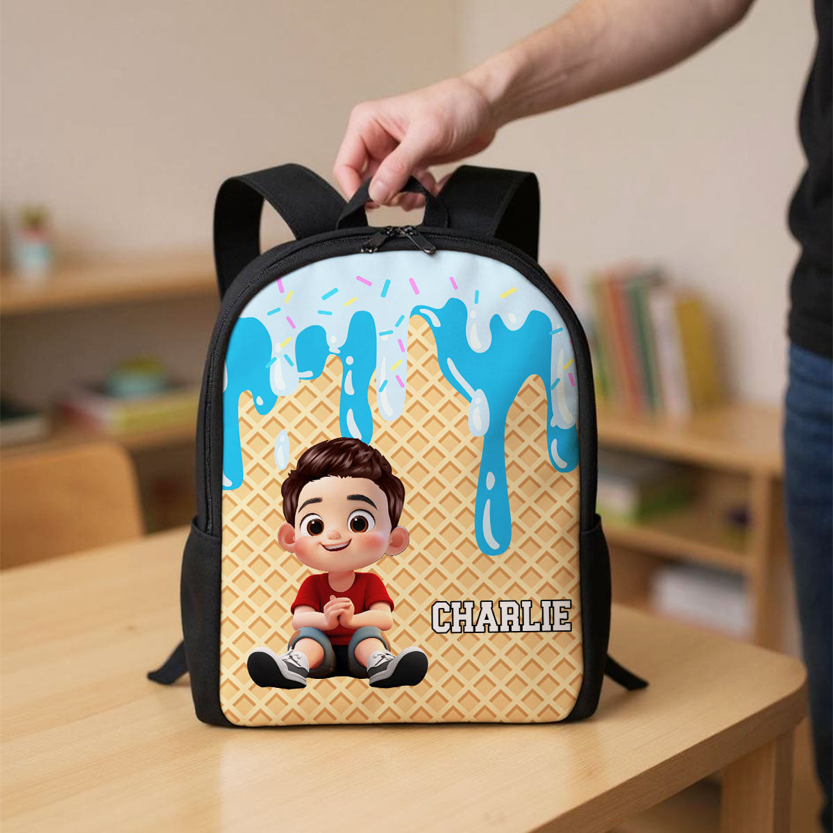 Ice Cream Drip Personalized Kid Backpack, Back to School Backpack for Kids