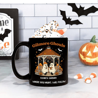 Where You Hunt I Will Follow Besties Ghouls Personalized Mug, Halloween Gift For Best Friends