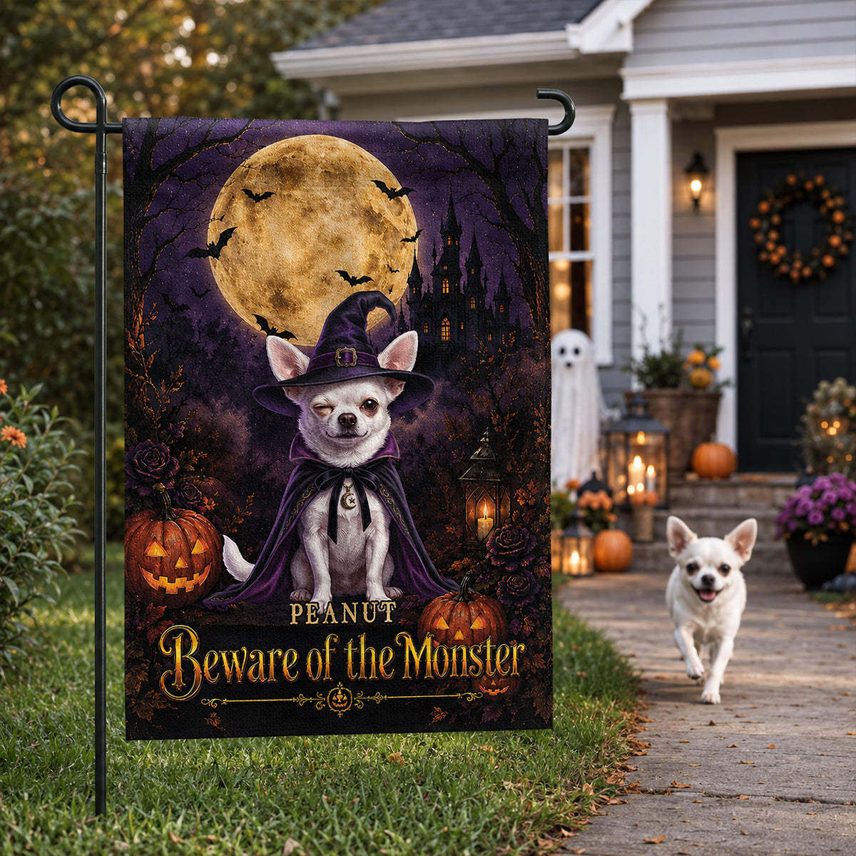 Custom Photo Pet Halloween - Personalized Garden Flag - Halloween Decor Gift, Gift For Pet Lovers
