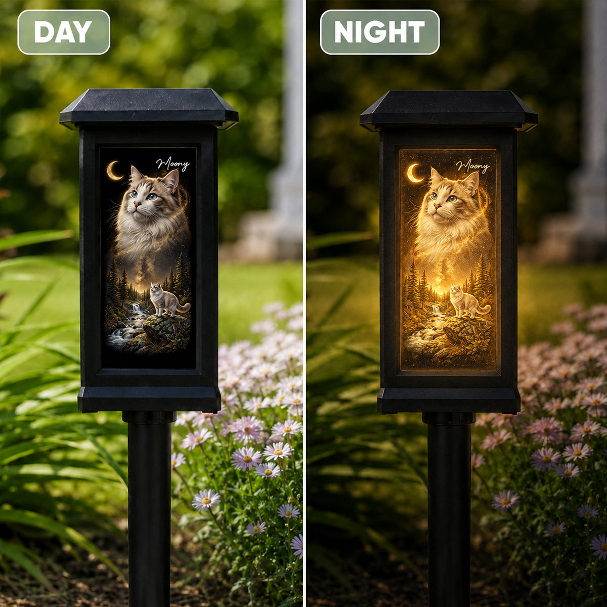 Dog Howling to the Moon - Personalized Solar Garden Light - Gift for Dog, Cat Lovers, Pet Memorial Gift