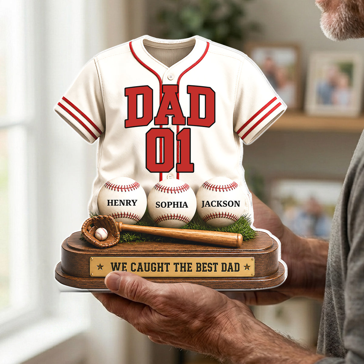 Baseball Dad Legend We Caught The Best Dad - Personalized Acrylic Block Plaque - Father's Day Gift For Dad, Husband