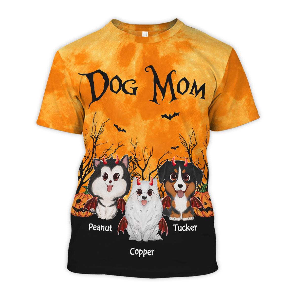 Dog Mom Halloween Moon Light Bat Tree Cute Cartoon Dog Personalized Shirt, Pawfect Costume for Dog Lover