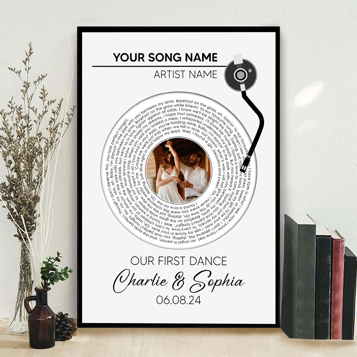 Upload Photo Custom Vinyl Lyrics Personalized Poster, Music Gift, Wedding Song Dance, Anniversary  Gift For Him, For Her, For The Couple