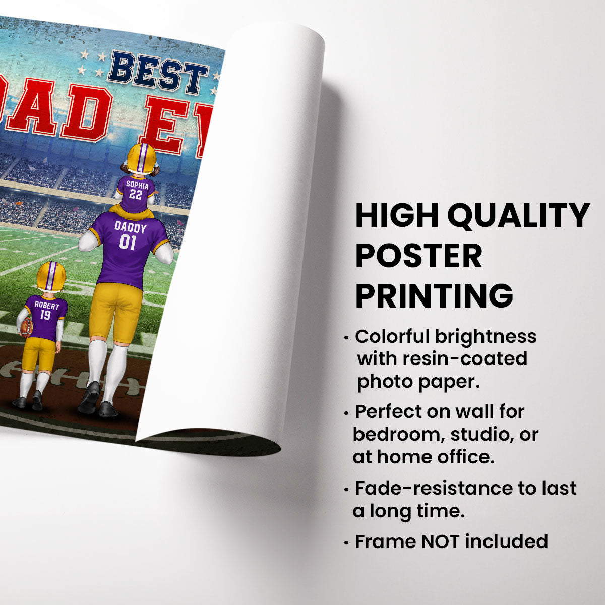 Best Dad Ever Football Personalized Poster, Gift For Dad Husband