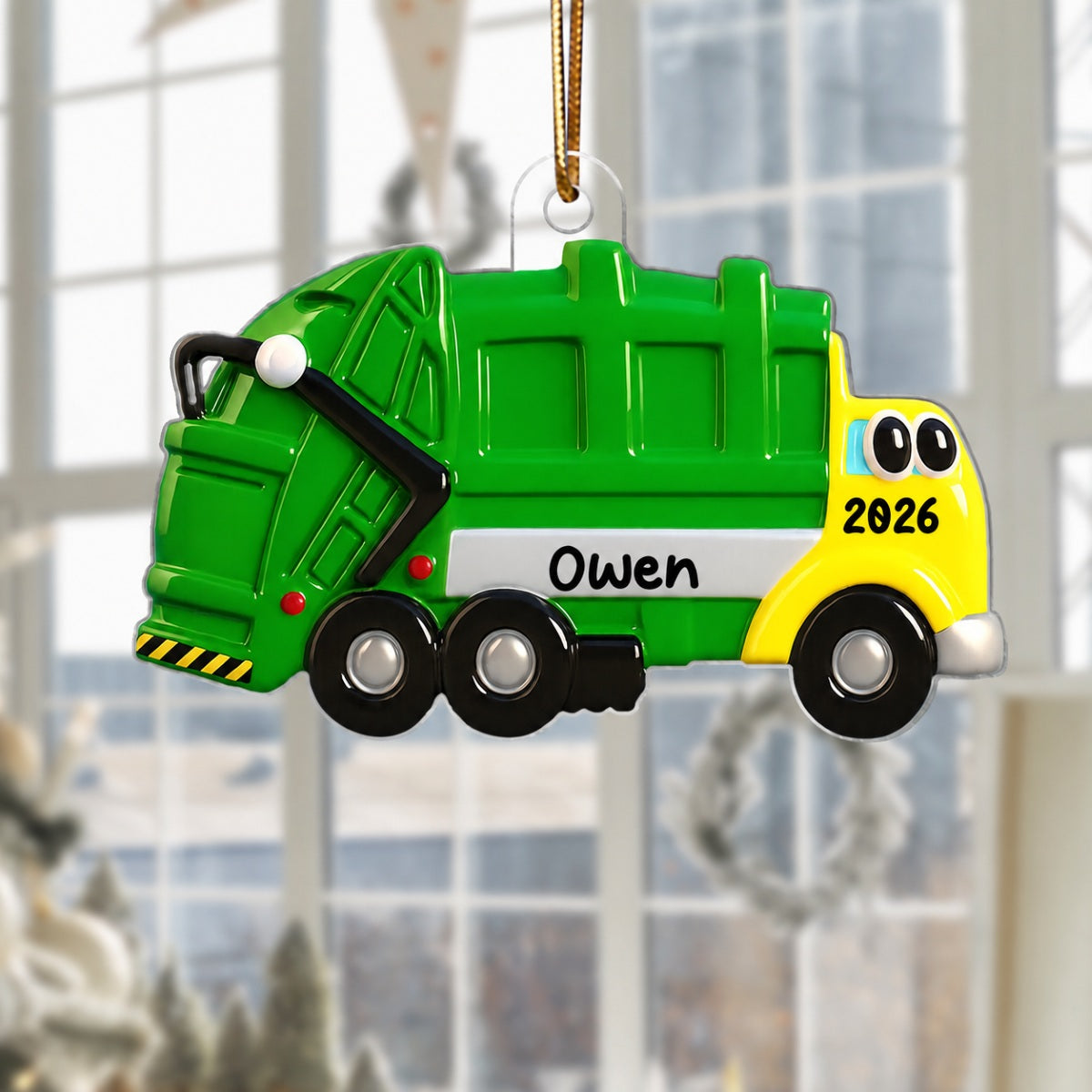 Christmas Truck for Kids Boys Girls, Personalized 3D Effect Acrylic Ornament, Gift for Son, Daughter, Grandson, Granddaughter