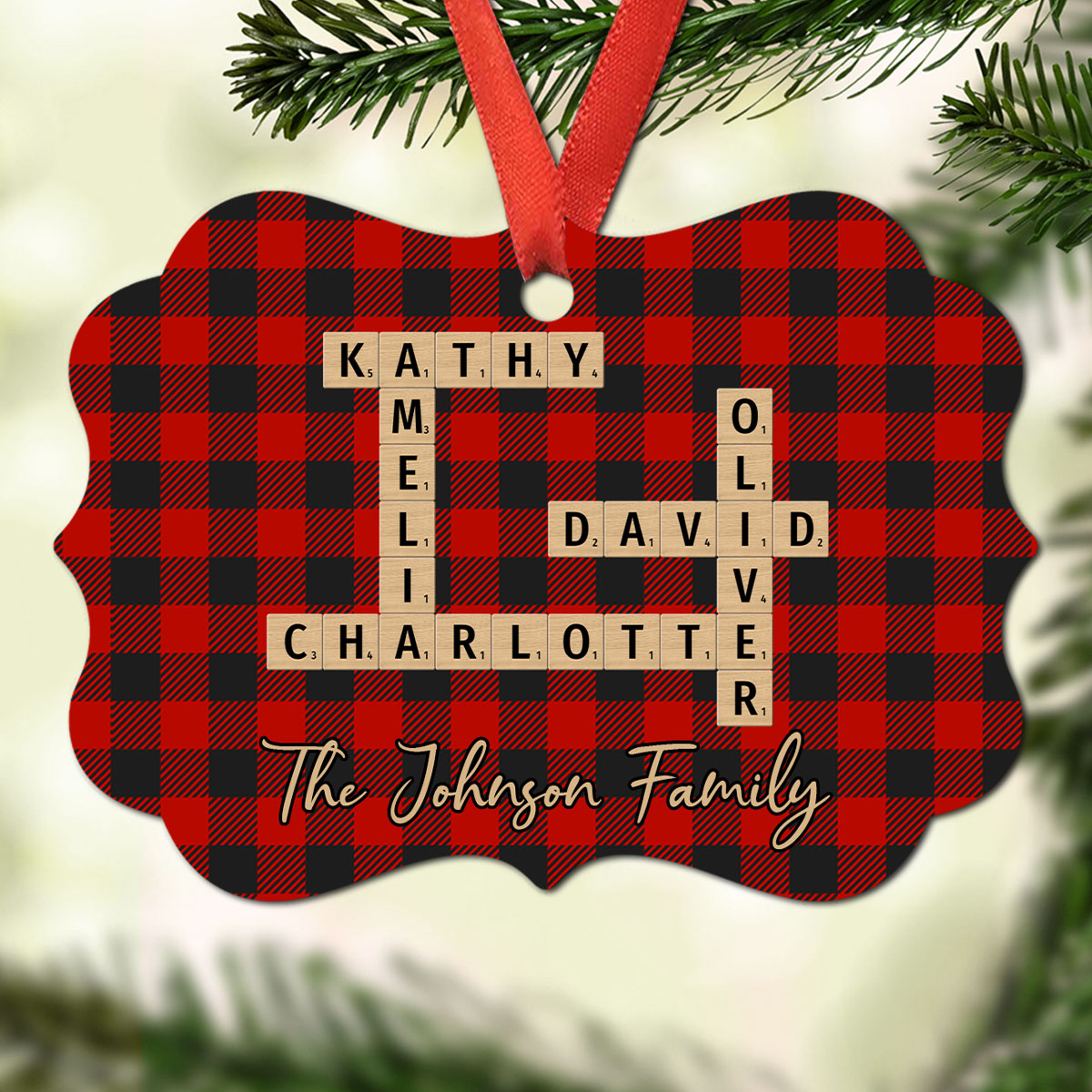 Family Crossword Art - Created In A Moment, Treasured Forever Personalized Aluminum Ornament