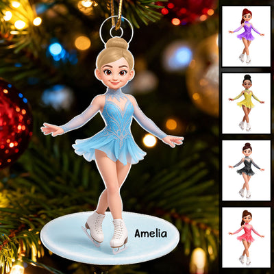 Little Sports Star - Figure Skating - Personalized Acrylic Ornament - Christmas Gift for Son, Daughter, Grandson, Granddaughter