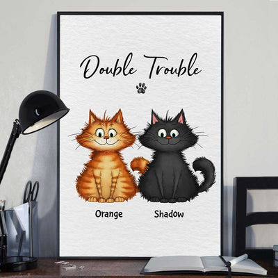 Double Trouble Quirky Cats Home Decor For Cat Lover Personalized Poster