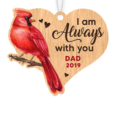 Cardinal Always With You Memorial Personalized Wooden Ornament