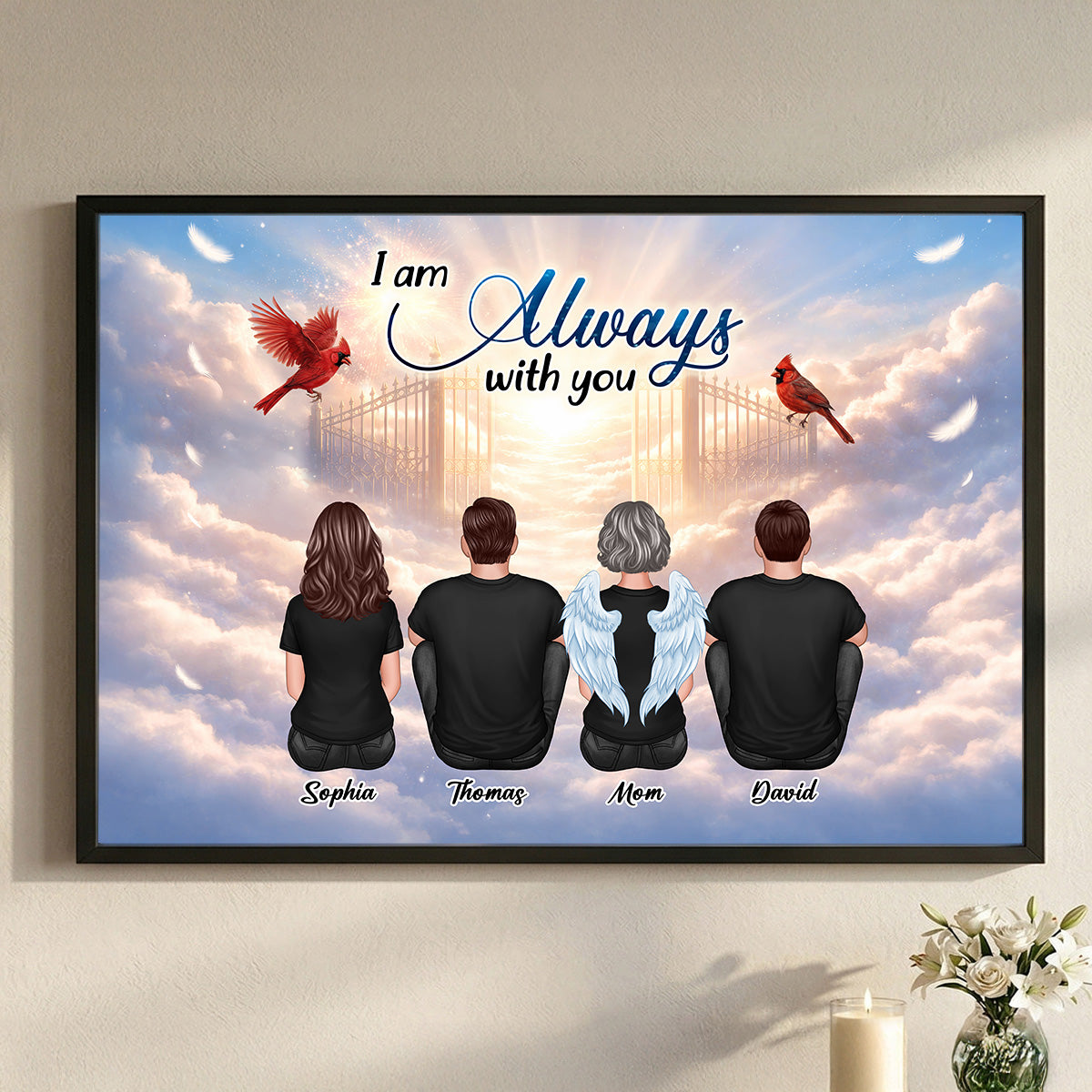Cardinal Angel Heaven Gate Family Memorial Always With You - Personalized Poster - Gift For Memorial, Sympathy Gift, Remembrance Gift
