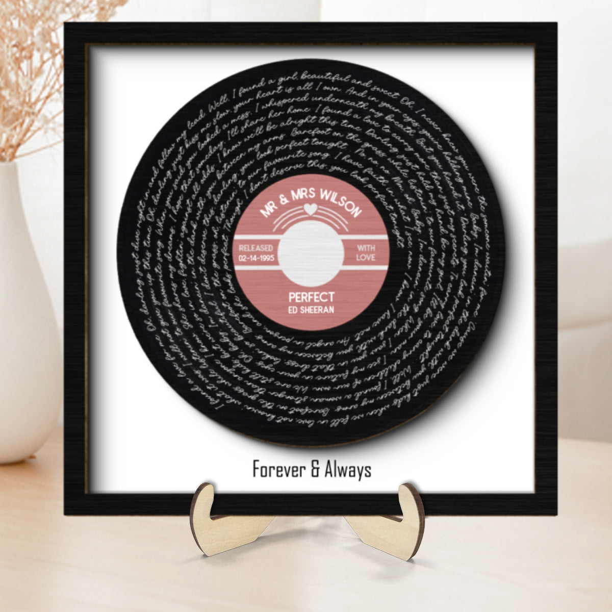Custom Vinyl Record Label Valentine's Day, Wedding, Father's Day, Anniversary, Unique Gift for Him or Her Personalized 2-Layer Wooden Plaque