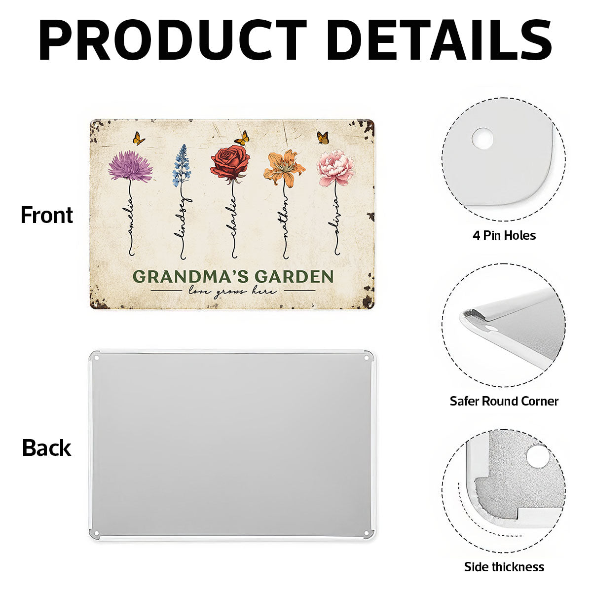 Grandma‘s Garden Birth Flowers Garden Decor Gift For Grandma Personalized Metal Sign