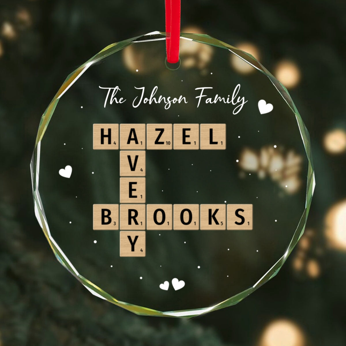 Unique Decor Crossword Puzzle Art - Personalized Glass Ornament