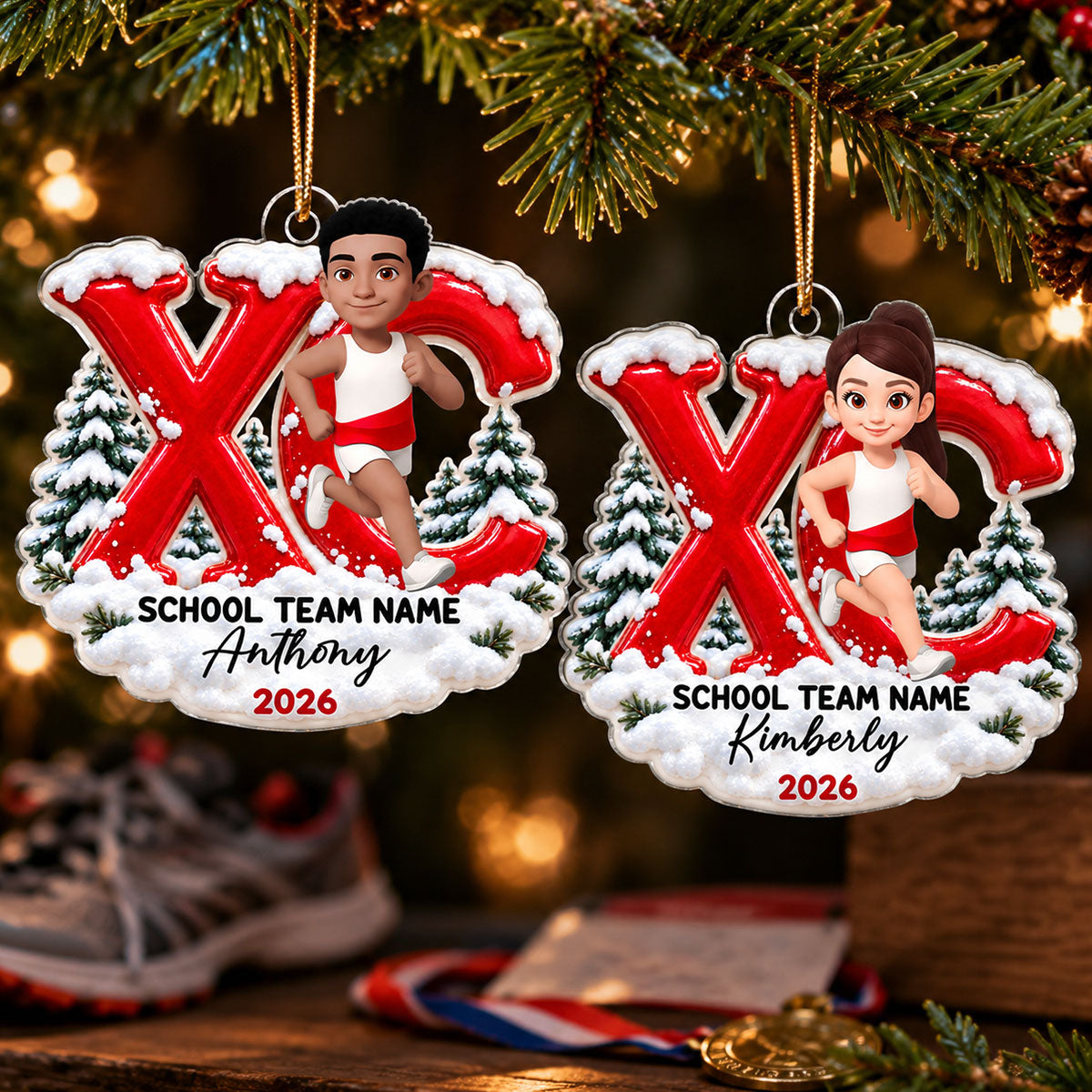 Trending Cross Country - Personalized Acrylic Ornament - High school Runner Keepsake, Custom Running Christmas Gift For Boy Girl Runner