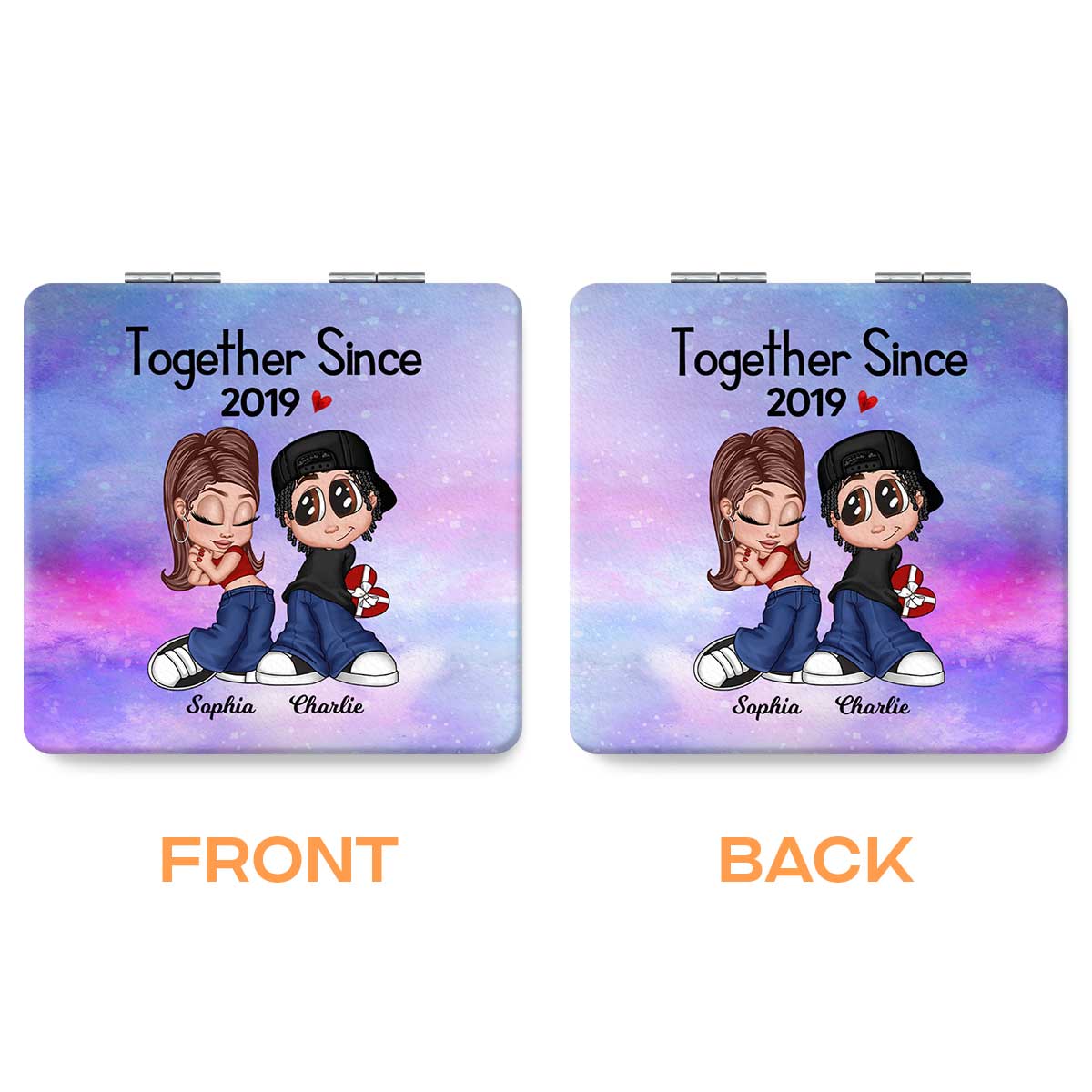 Y2K Couple Together Since Personalized Square Compact Mirror
