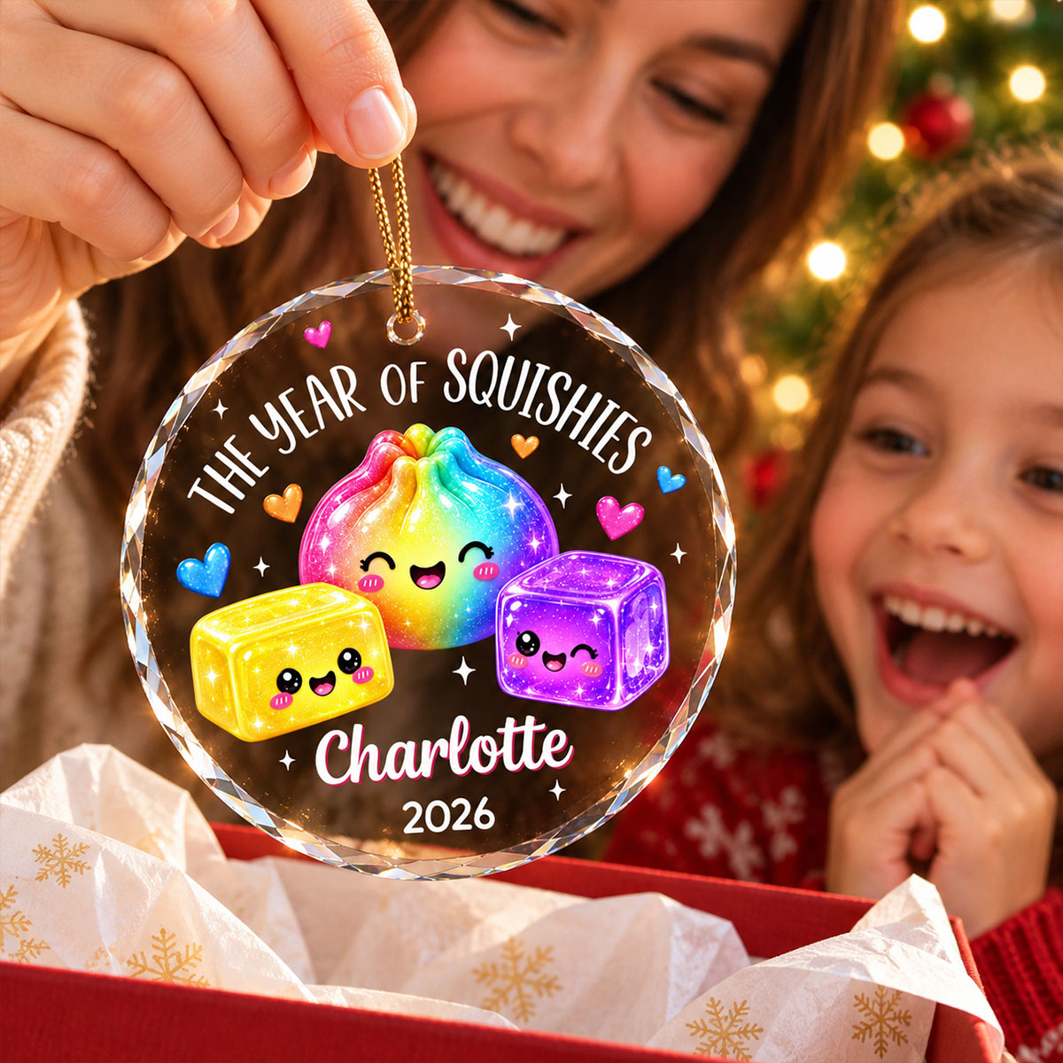The Year of Squishies - Personalized Glass Ornament - Christmas Gift for Daughters, Sons, Grandkids