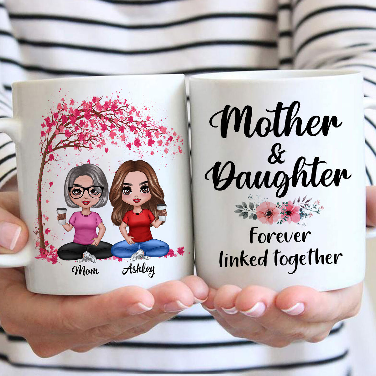 Doll Mom And Daughters Sitting Under Tree Personalized Mug
