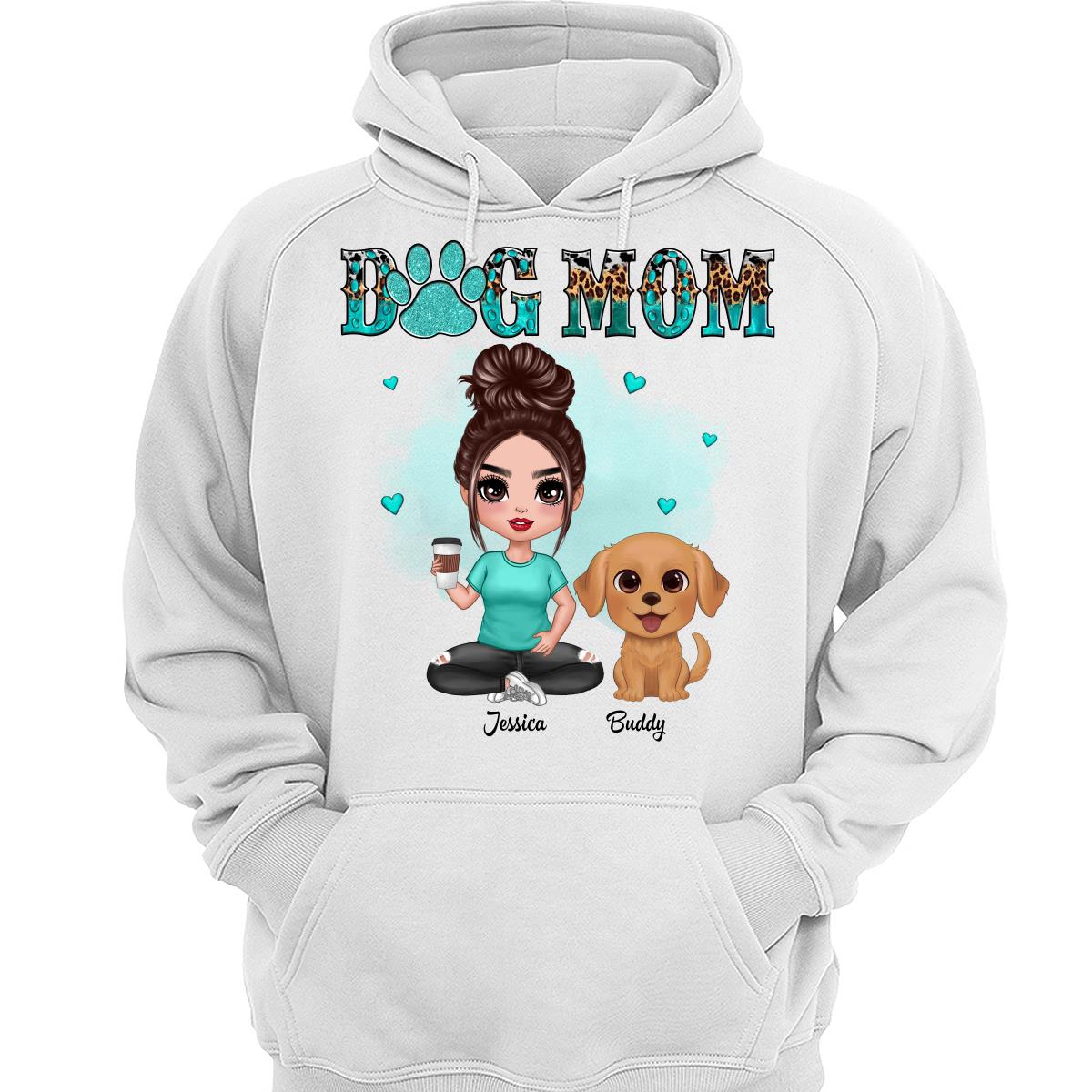 Watercolor Cute Dogs Teal And Leopard Dog Mom Personalized Shirt