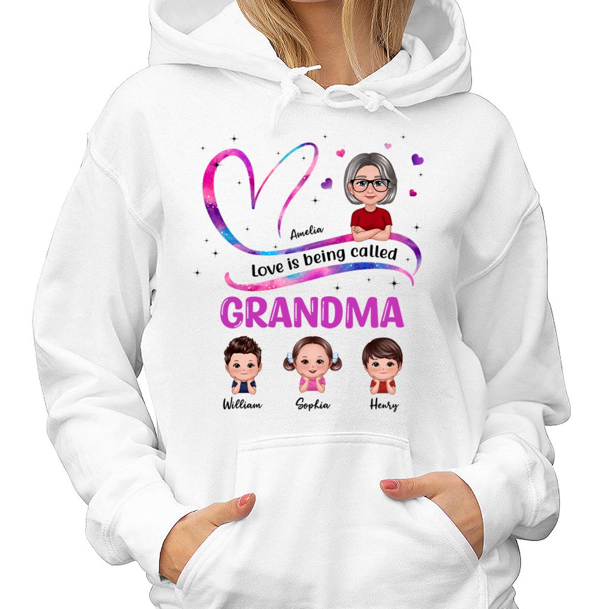 Heart Love Being Called Grandma Pretty Woman & Cute Doll Kids Personalized Shirt