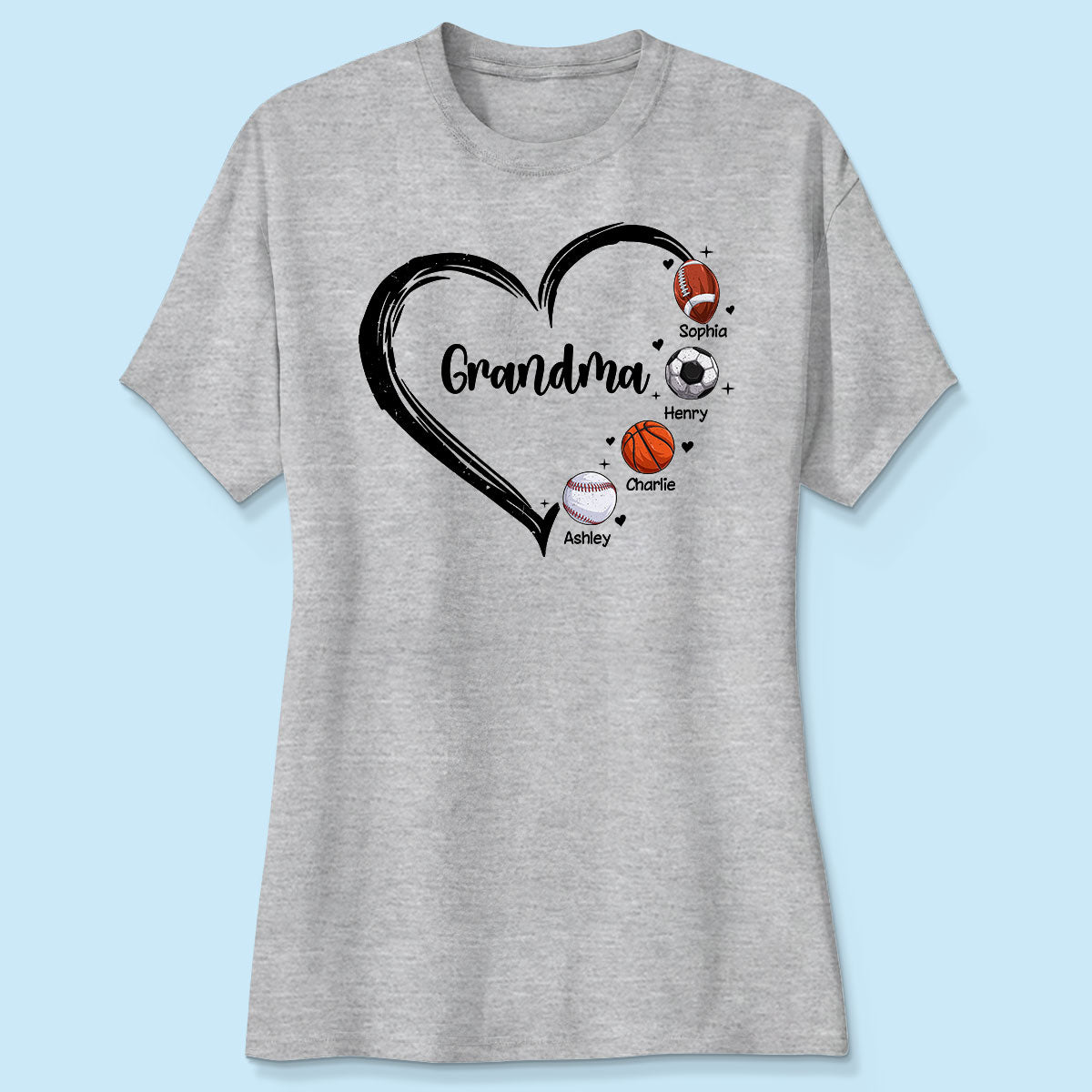 Sport Grandma Mom Heart Personalized Shirt