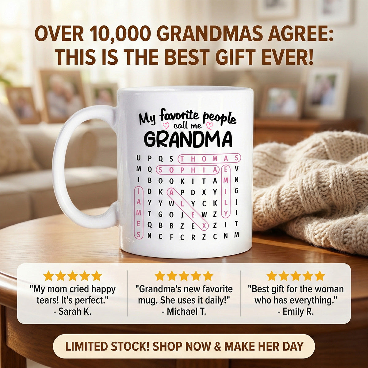 Favorite People Call Me Grandma Word Search Puzzle - Personalized Mug - Mother's Day Gift For Grandma