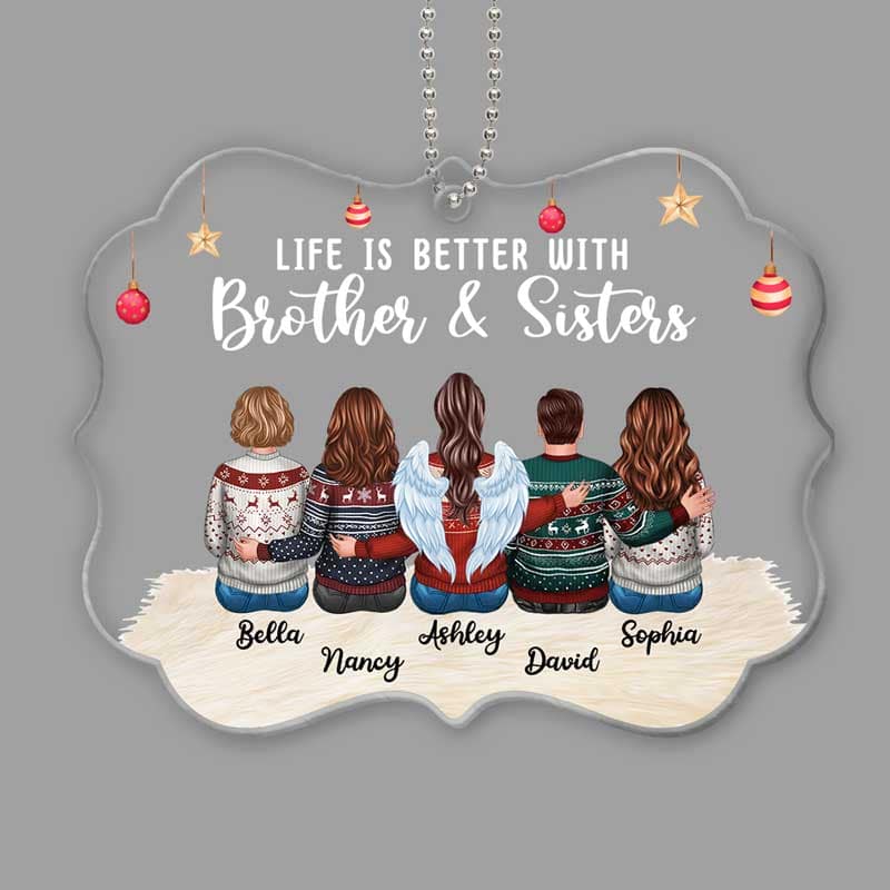 Family Besties Siblings Gift Personalized Christmas Acrylic Ornament