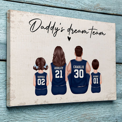 Basketball Team Personalized Family Canvas, Unique Father's Day Gift for Dad, Gift for Husband