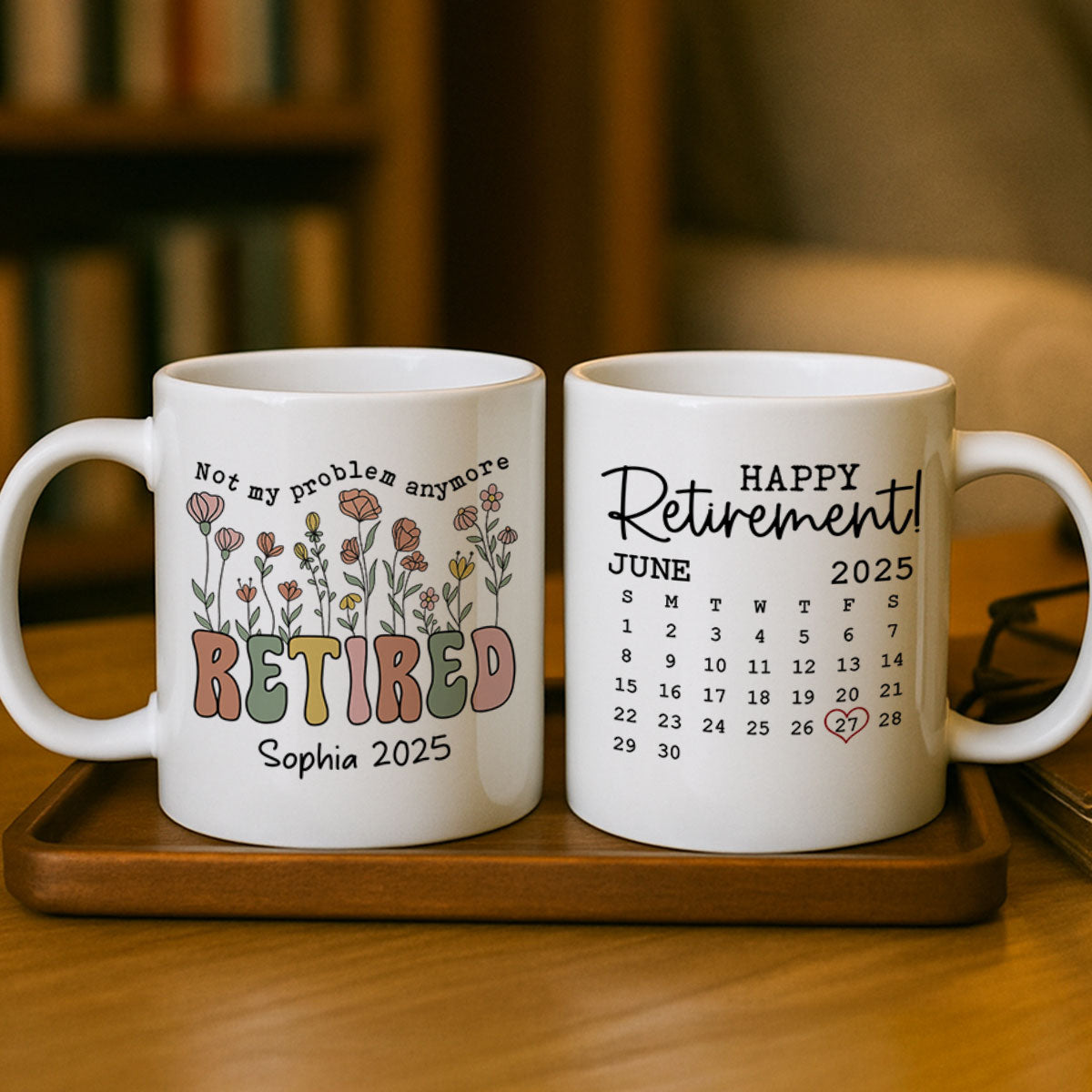 Not My Problem Anymore Retirement Gift Calendar Keepsake Personalized Mug, Farewell Good Luck Gift Coworker, Teacher, Nurse