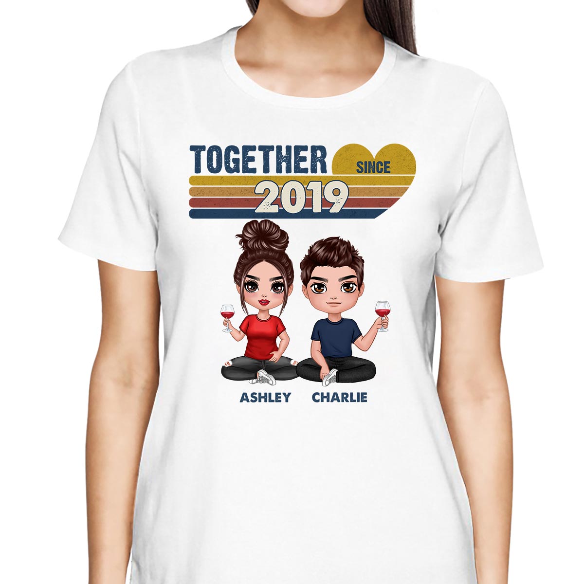 Doll Couple Sitting Together Since Retro Personalized Shirt - Gift For Him Gift For Her