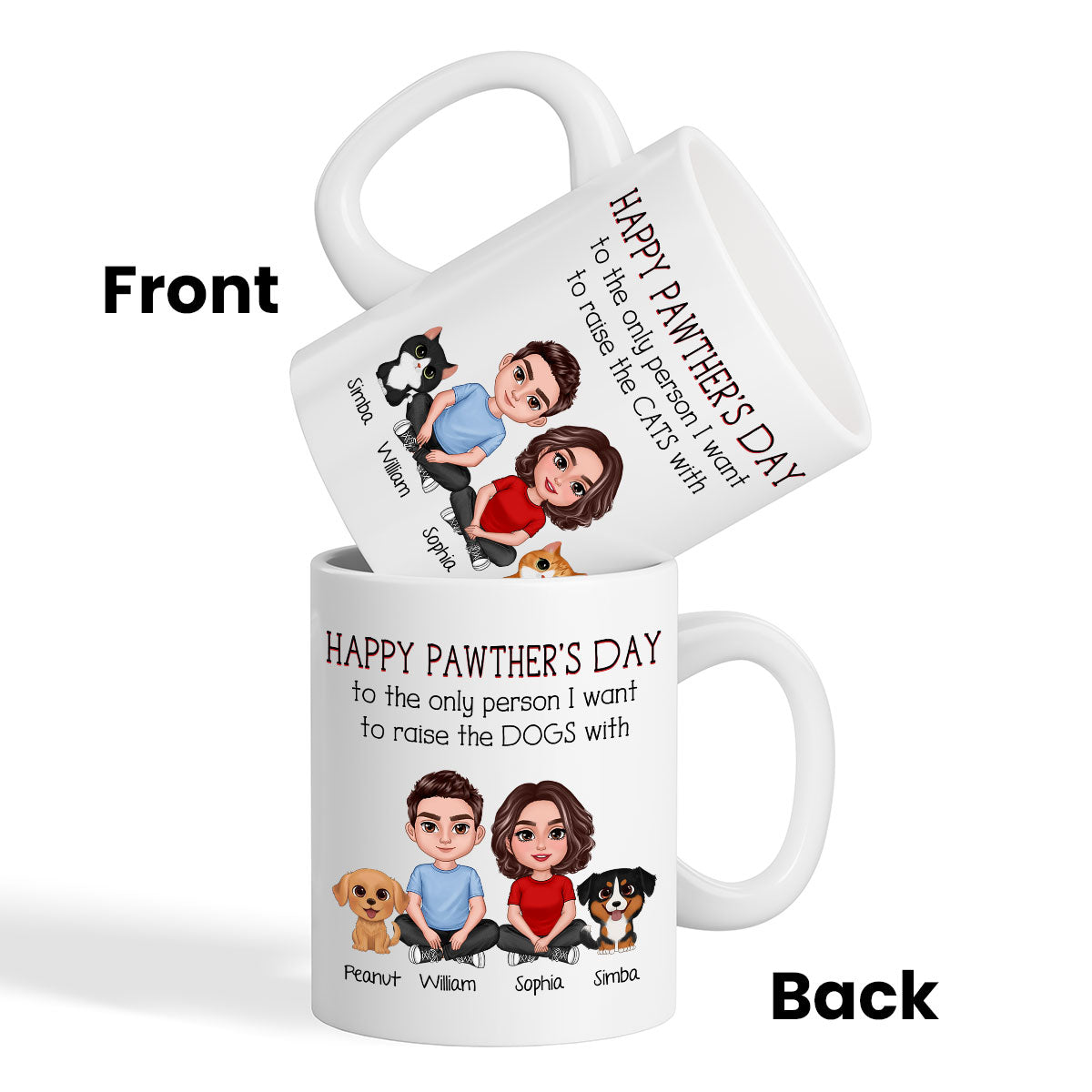 Happy Pawther‘s Day To The Person I Want To Raise A Dog Cat With Crossed Legs Couple Personalized Mug, Father‘s Day Gift For Dog Cat Dad