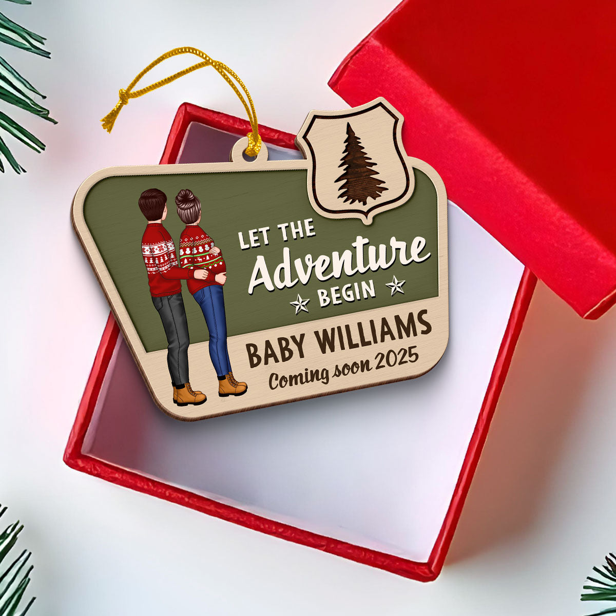 Pregnancy Announcement National Park Ornament, Expecting Ornament, Baby on the Way Camping Ornament