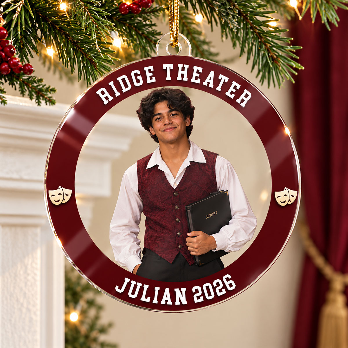Custom Photo Theater - Personalized Acrylic Ornament - Theater Keepsake, Christmas Gift for Daughter, Son, Grandkids