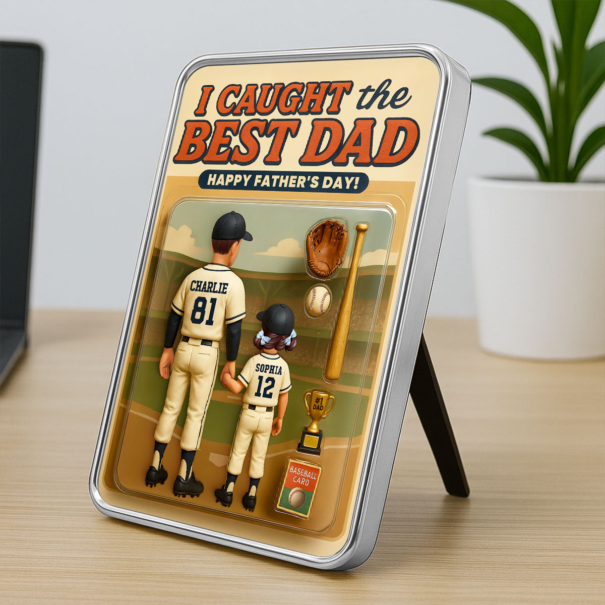We Caught the Best Dad Baseball Custom Action Figure Personalized Mirrored Picture Frame, Father's Day Gift for Dad, Gift for Husband